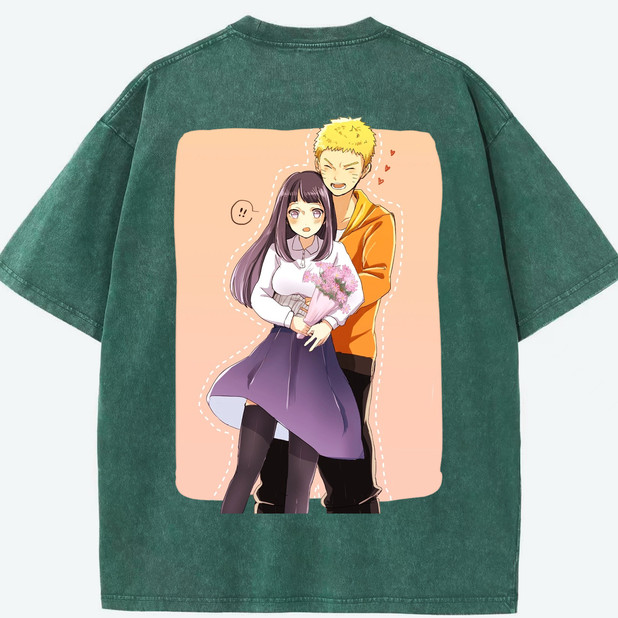 （画像用） NARUTO -ナルト- 日向ヒナタ Hyūga Hinata 綿100% ヴィンテージ風 半袖Tシャツ（背面プリント）